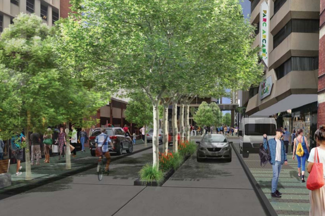 A rendering of the original Gawler Place redevelopment design at the northern end. Image: ACC 