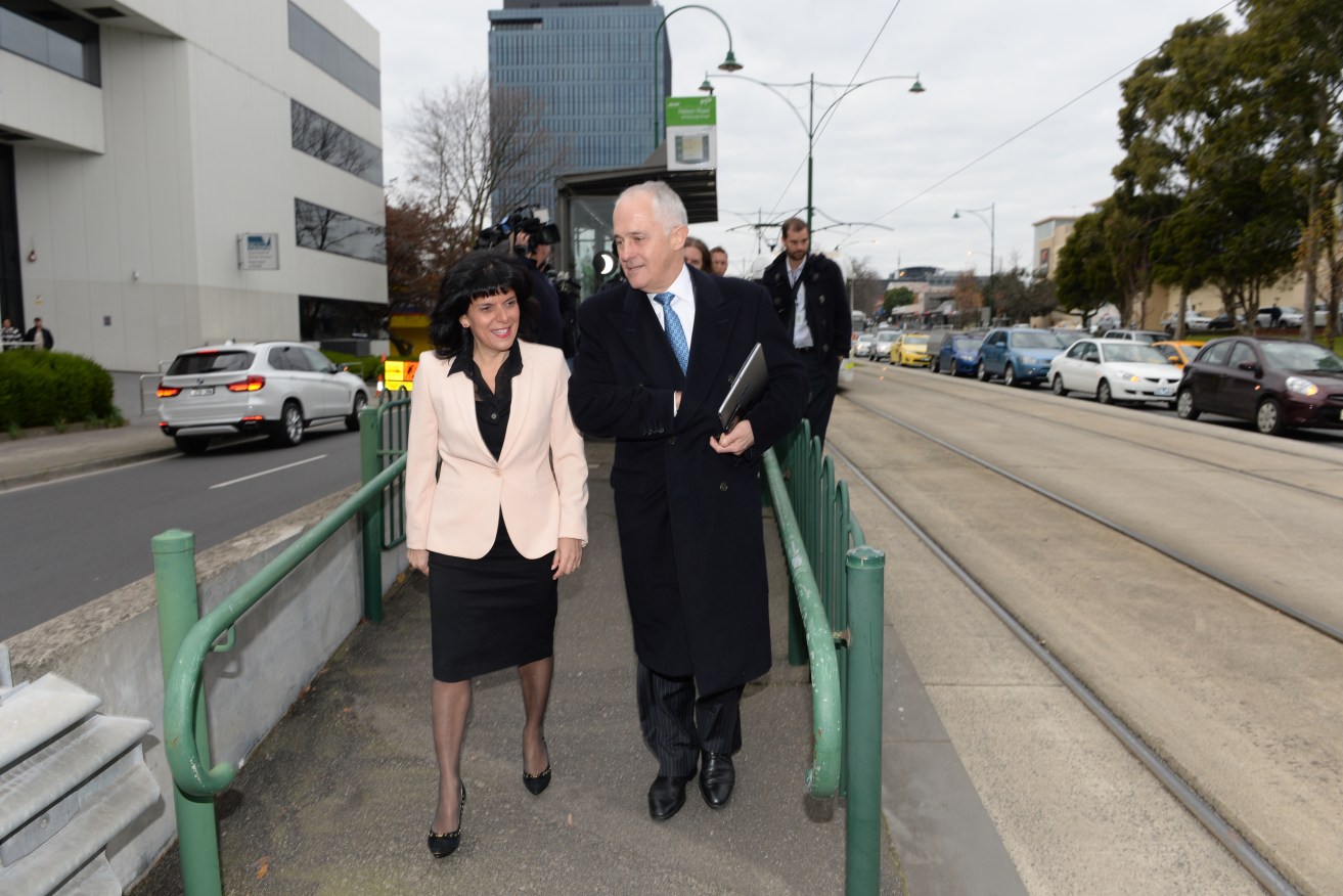 Julia Banks with Malcolm Turnbull in Melbourne in 2017. Photo: AAP/Mal Fairclough