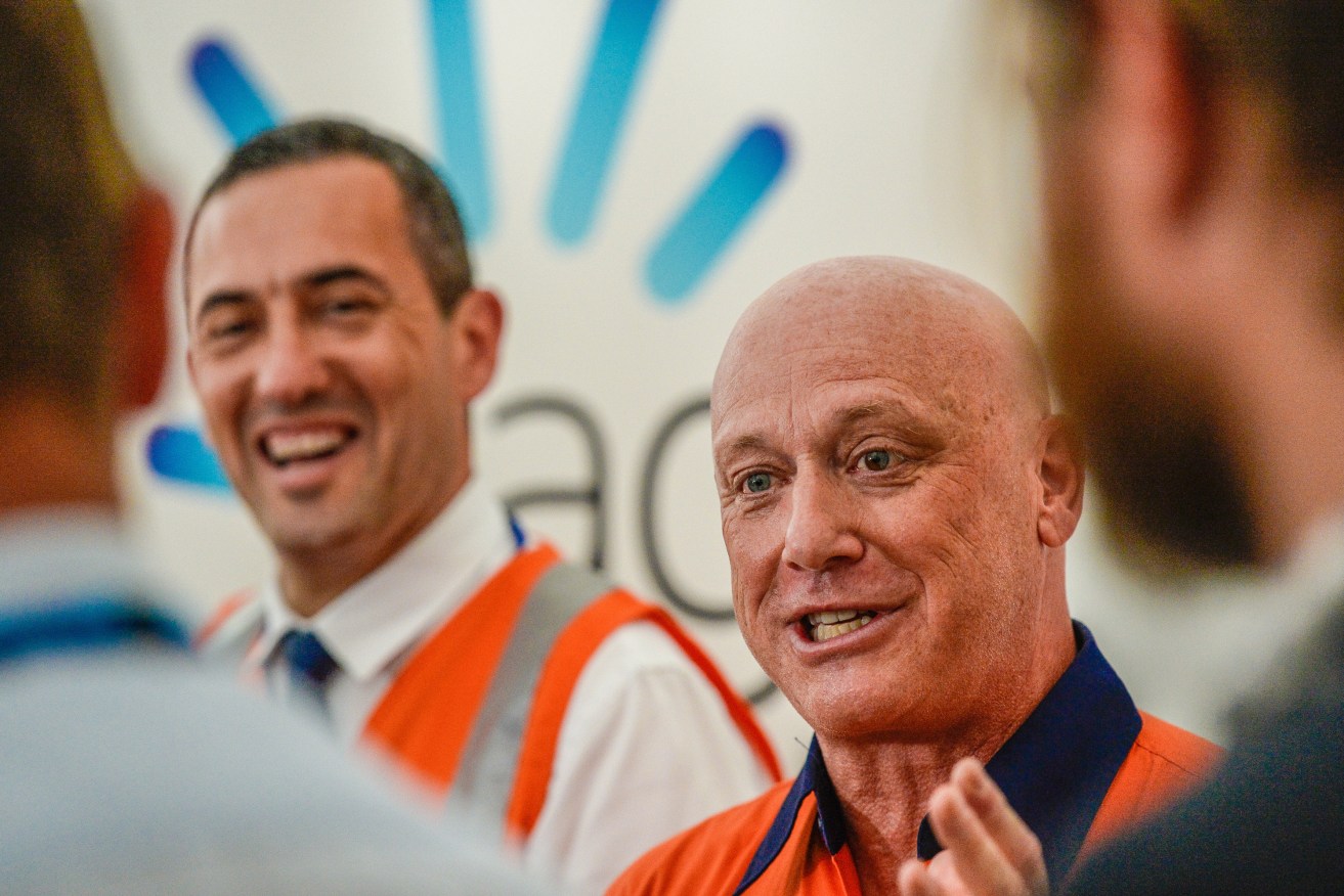 AGL CEO Andy Vesey speaks during a press conference ahead of turning the sod on new 210 Megawatt power station at Torrens Island earlier this year. Photo: AAP / Roy Vandervegt