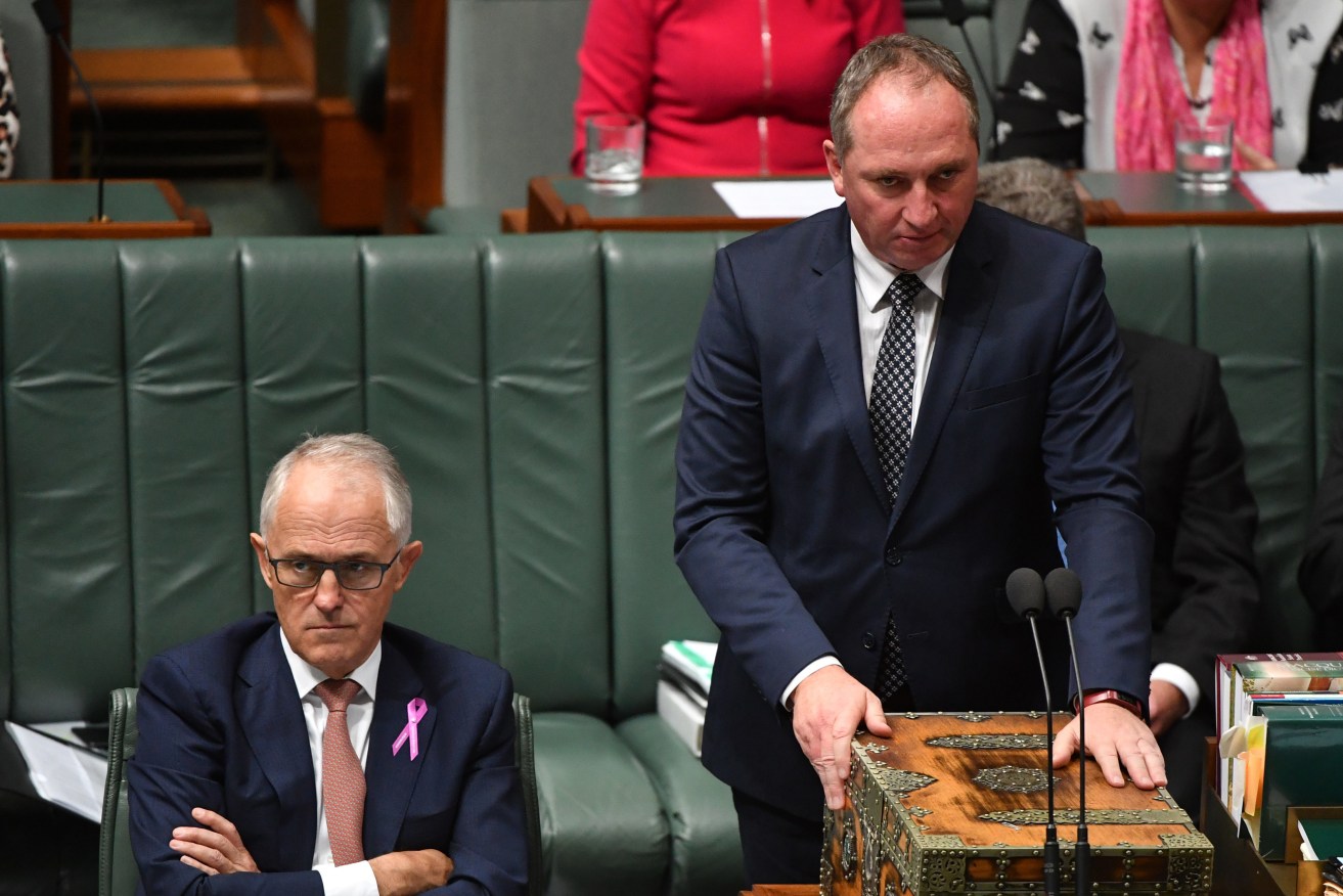 Malcolm Turnbull and Barnaby Joyce in question time earlier this year. Photo: AAP/Mick Tsikas