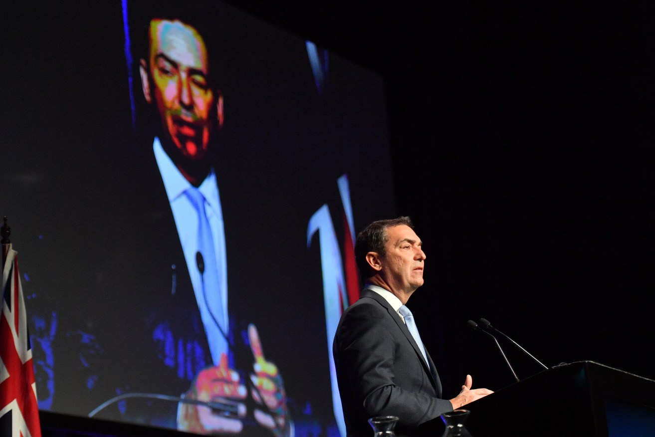 Premier Steven Marshall is upgrading his personal video set-up. Photo: AAP/David Mariuz