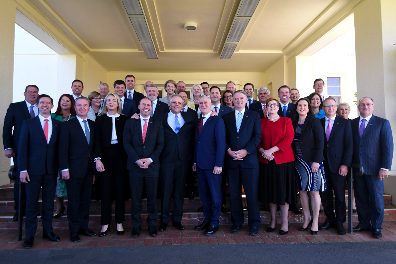 Scott Morrison's new ministry - like those that came before - is dominated by men. Photo: AAP/Lukas Coch