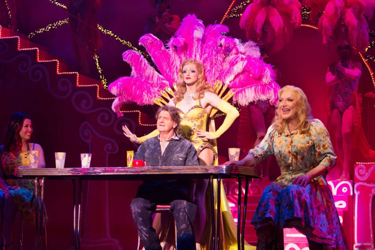 Robert Grubb (seated) will return to the Festival Centre to perform the role of Bob the mechanic in Priscilla Queen of the Desert. 