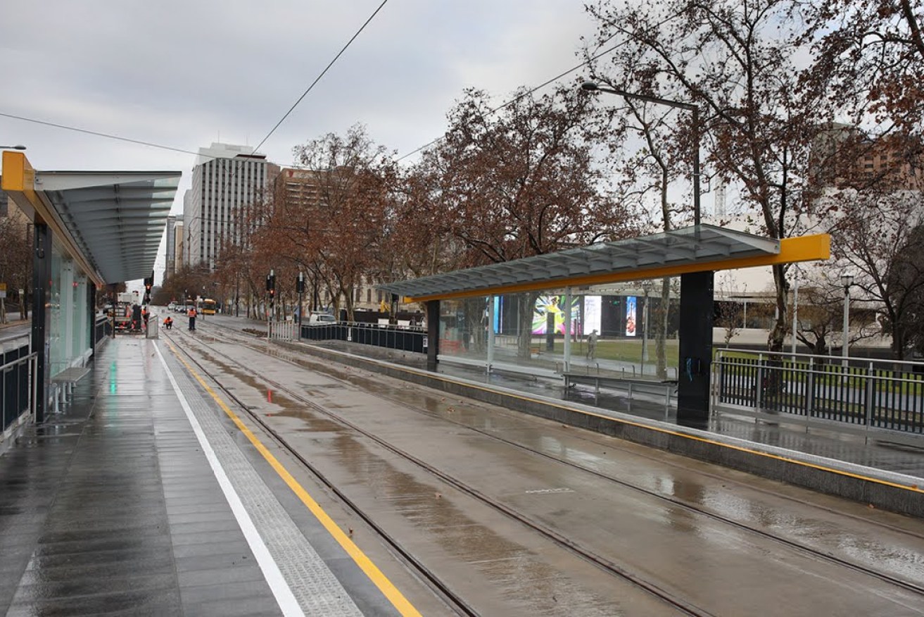The new tram stop outside the Festival Centre. Photo: Tony Lewis/InDaily