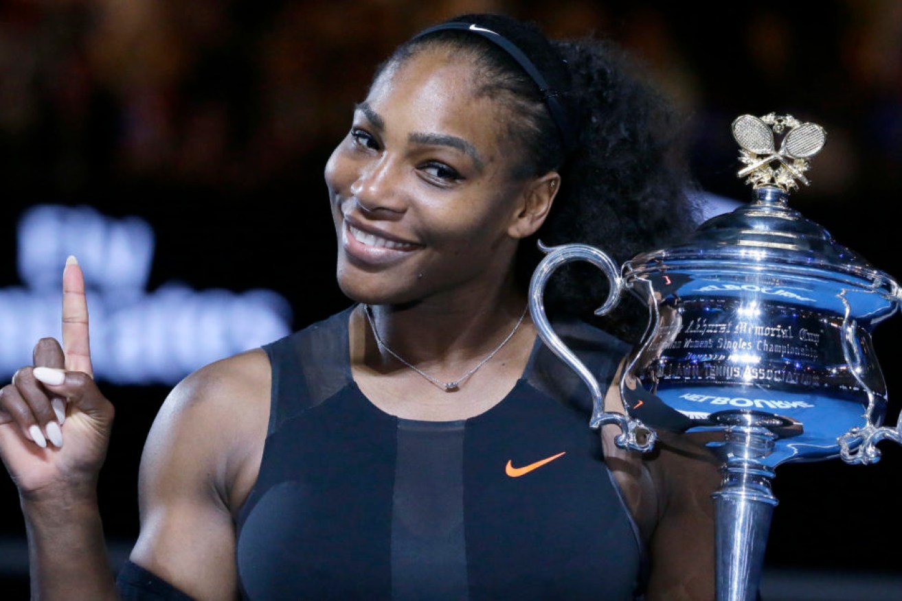Serena Williams after winning the 2017 Australian Open. Photo: AP/Aaron Favila