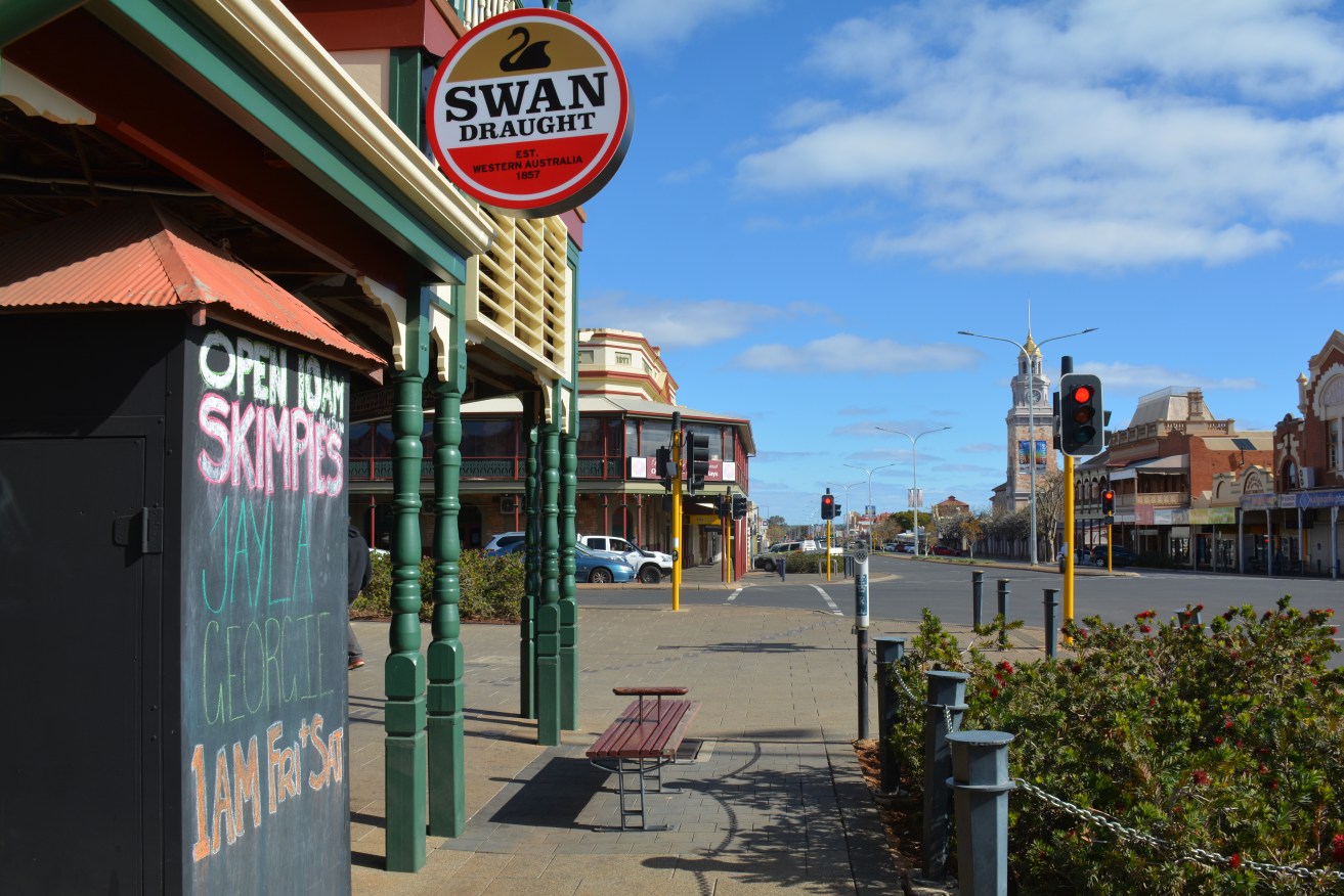 A Kalgoorlie pub advertising barmaids known as "skimpies". Photo: AAP/Rebecca Le May