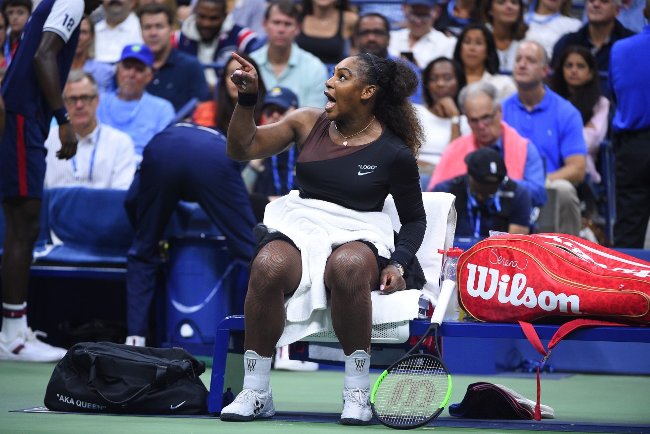 An angry Serena Williams during the final of the US Open. Photo: Corinne Dubreuil/ABACAPRESS.COM