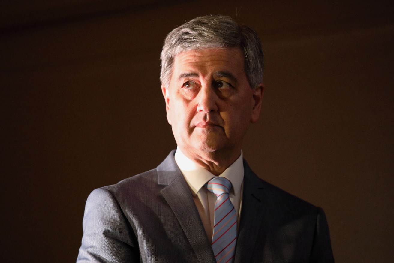 Treasurer Rob Lucas announcing the Marshall Government's first Budget today. Photo: Tony Lewis / InDaily