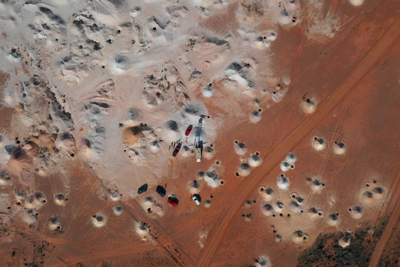 A drone image showing the vehicles amid mineshafts. Photo: Holden Australia