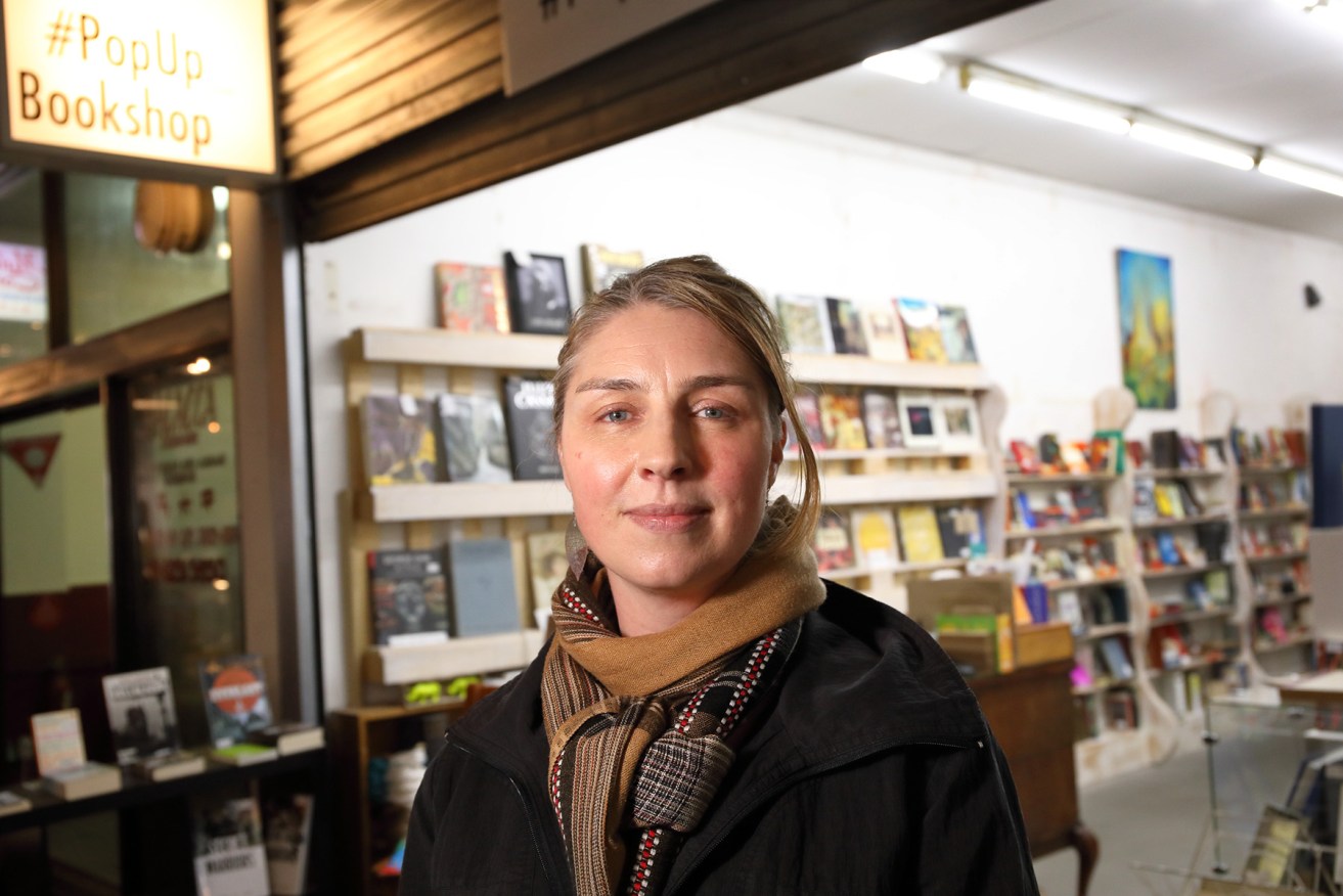 Kate Treloar at her Central Market bookshop. Photo: Tony Lewis/InDaily