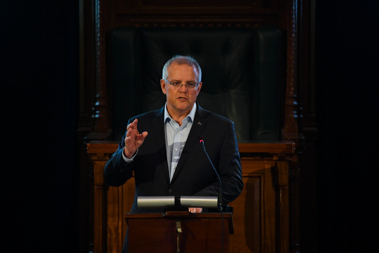 Scott Morrison addressing today's National Drought Summit at Old Parliament House in Canberra. Photo: AAP/Lukas Coch