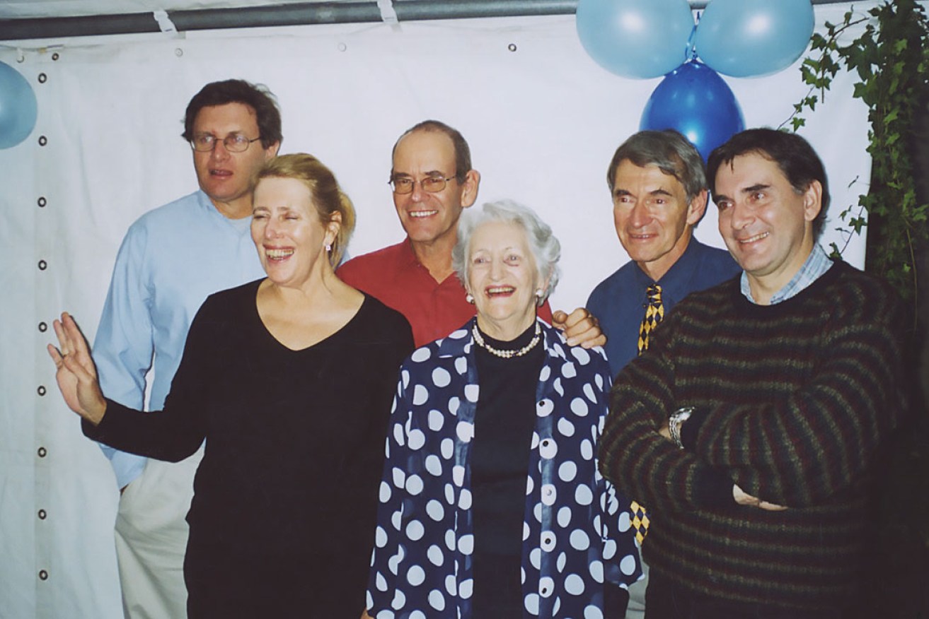 Anne Summers and her brothers with their mother on her 80th birthday in 2003. Photo from Unfettered and Alive