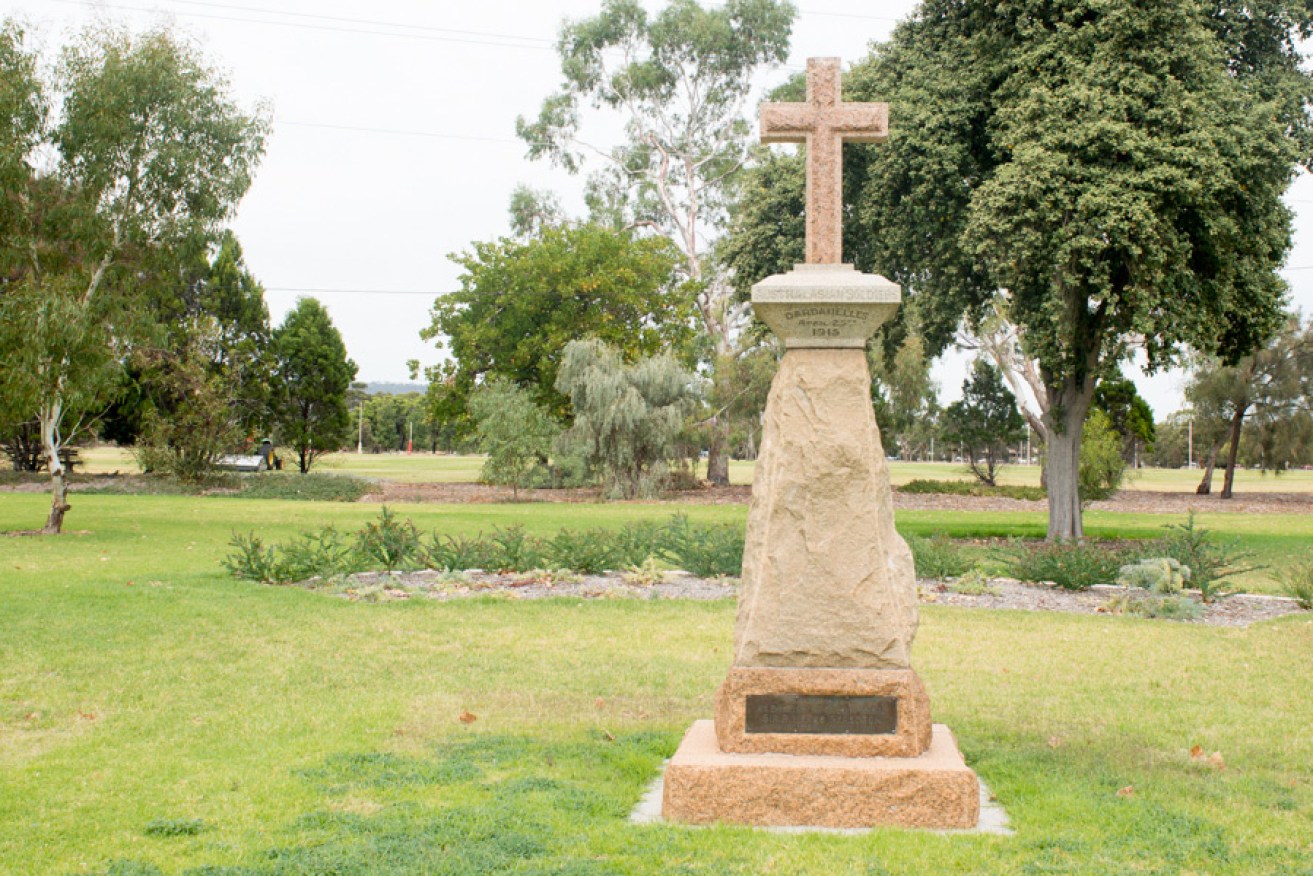 The Australasian Dardanelles Cenotaph has been removed from the south park lands. Photo: Nat Rogers/InDaily