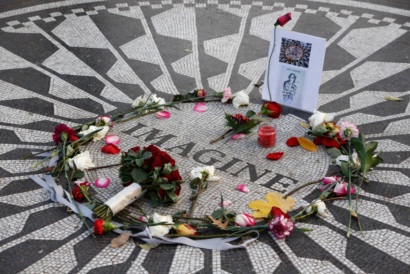 A memorial to John Lennon at Strawberry Fields in Central Park. Photo: AP/Kathy Willens