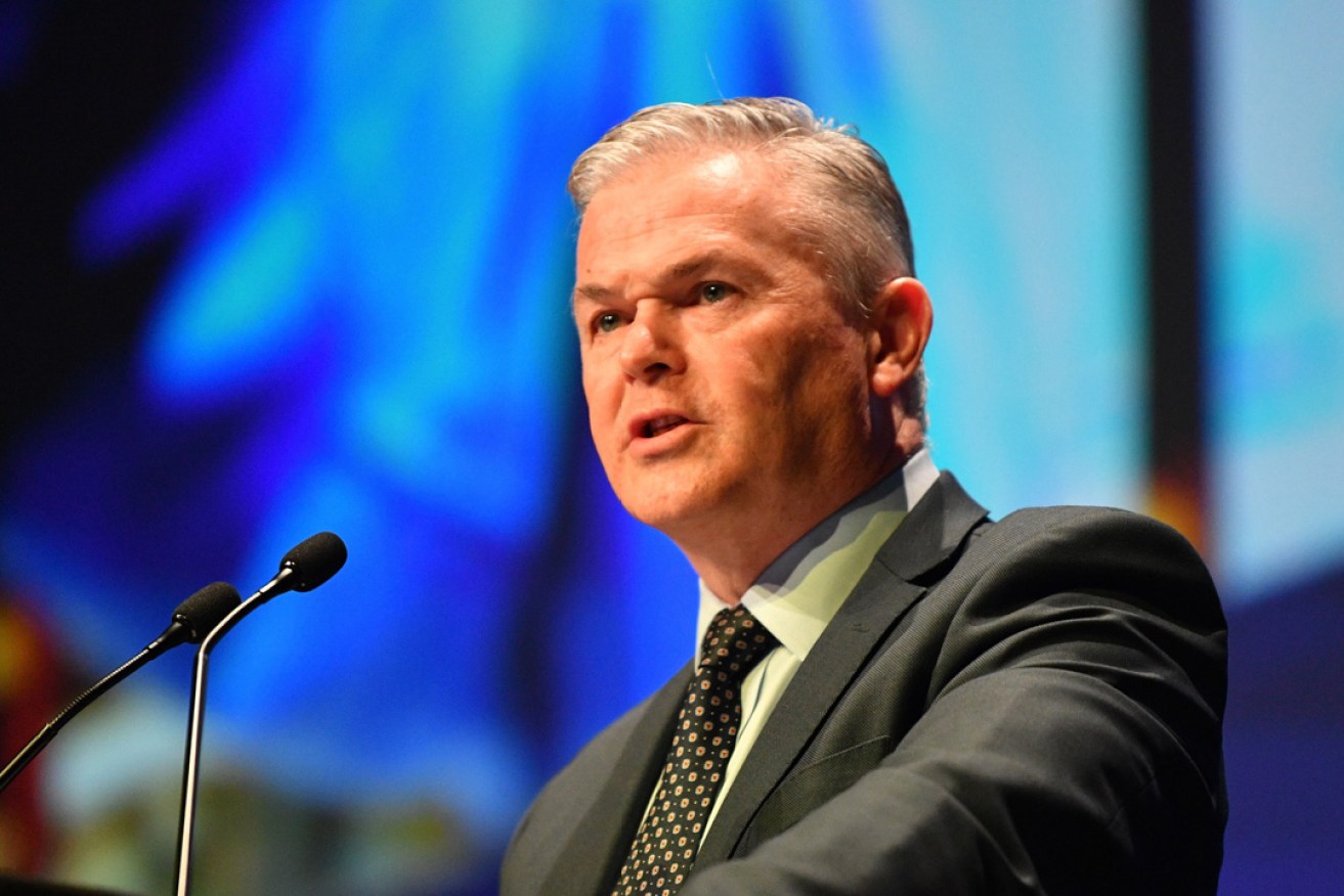 Santos CEO Kevin Gallagher addresses the Santos Annual General Meeting in Adelaide last year. Photo: AAP / David Mariuz