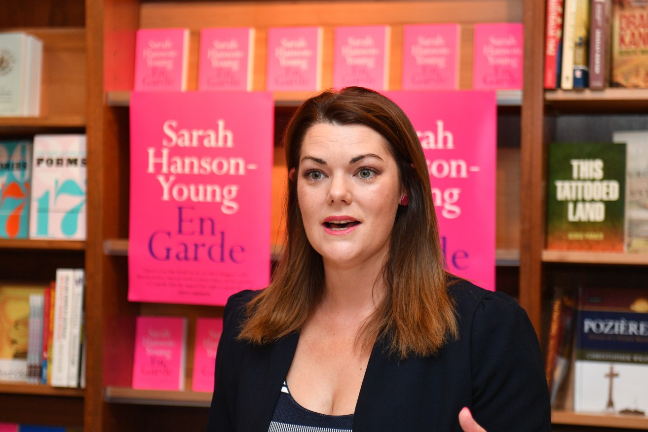 Greens Senator Sarah Hanson-Young at the launch of her book "En Garde" in Parliament last month. Photo: AAP/Mick Tsikas