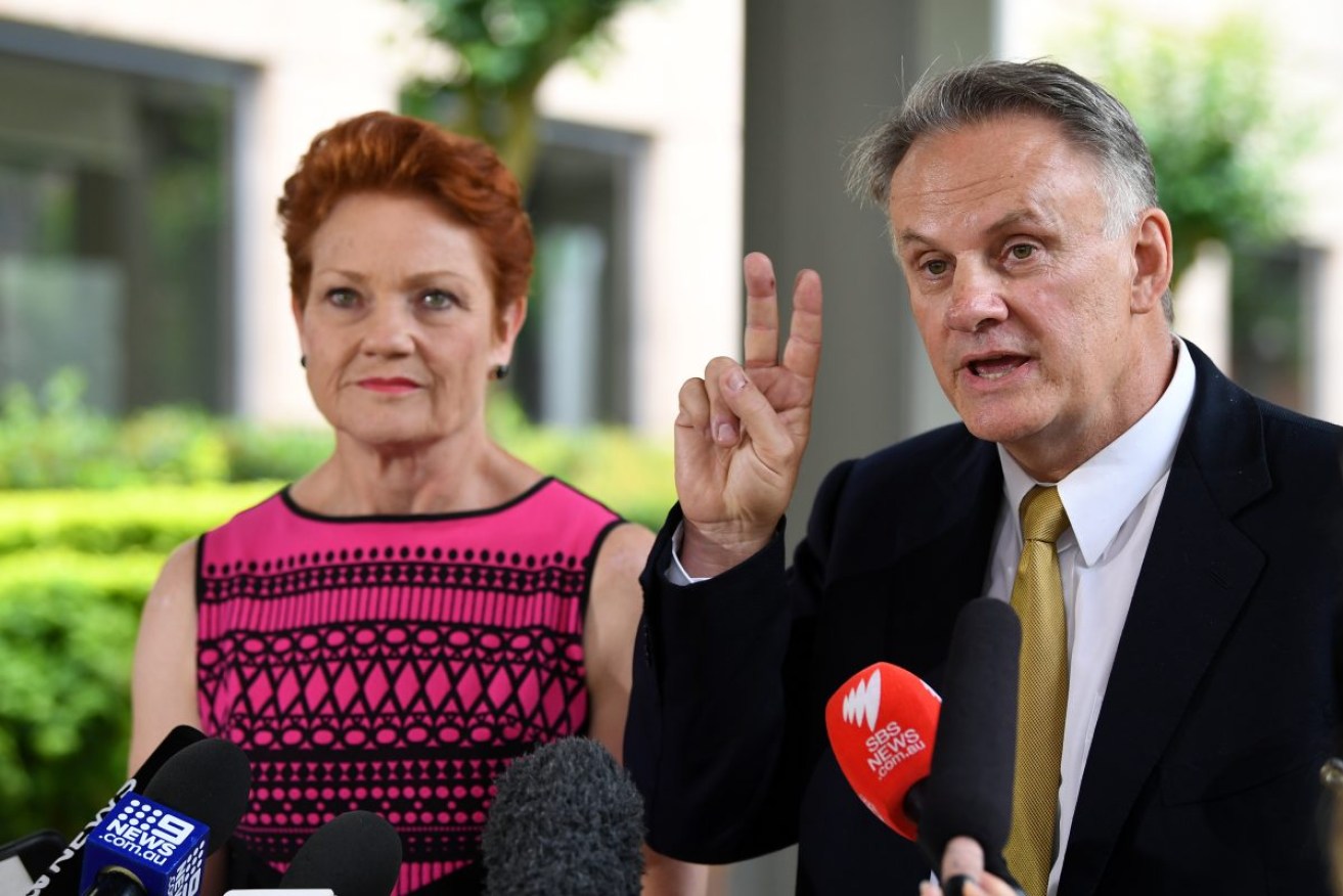Pauline Hanson and Mark Latham. Photo: AAP/Joel Carrett