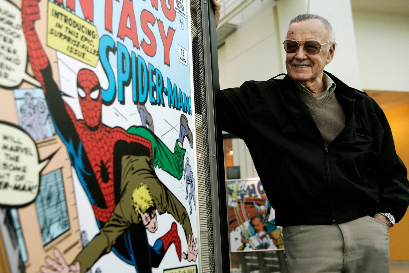 Comic book creator Stan Lee with one of his creations. Photo: AP/Damian Dovarganes
