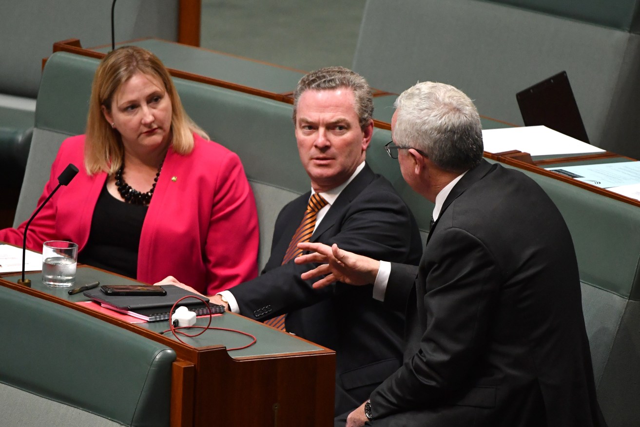 Rebekha Sharkie with Christopher Pyne and Independent MP Andrew Wilkie during Question Time yesterday. Photo: AAP/Mick Tsikas