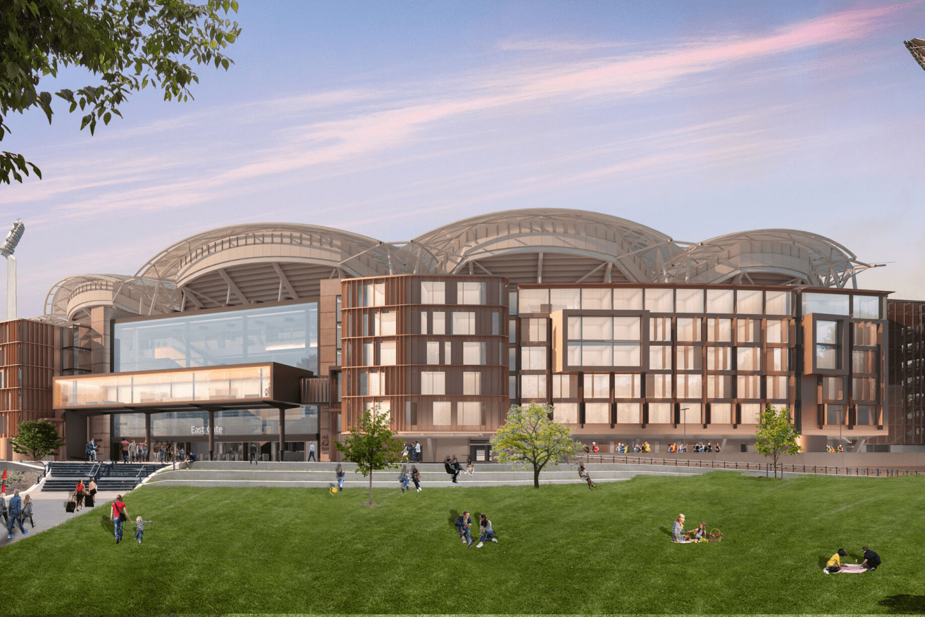 An image of the proposed Adelaide Oval Hotel designed by COX Architecture. 