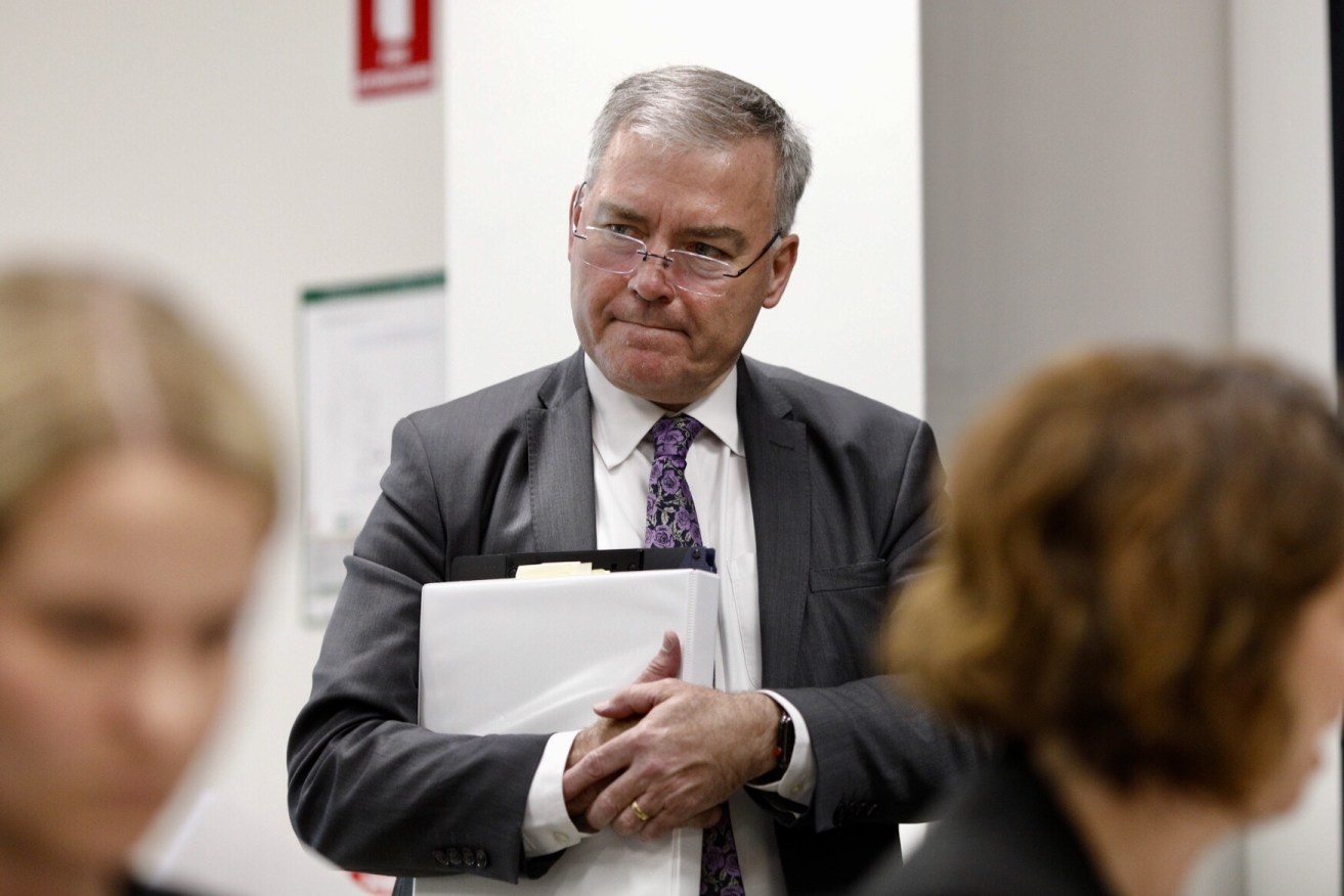 Health Minister Stephen Wade briefs media on the audit report today. Photo: Tony Lewis / InDaily