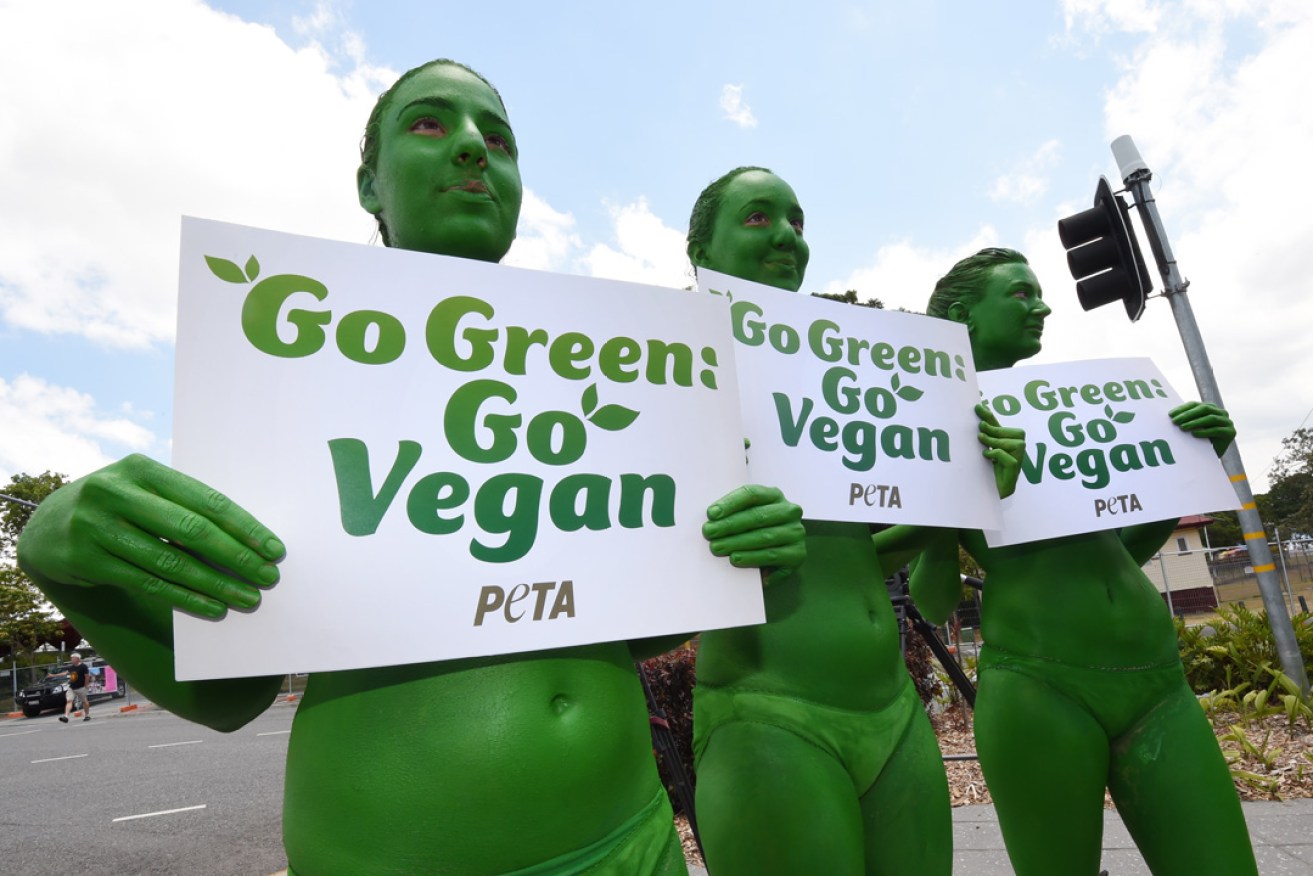 A protest by PETA animal rights activists. Photo: Dan Peled / AAP