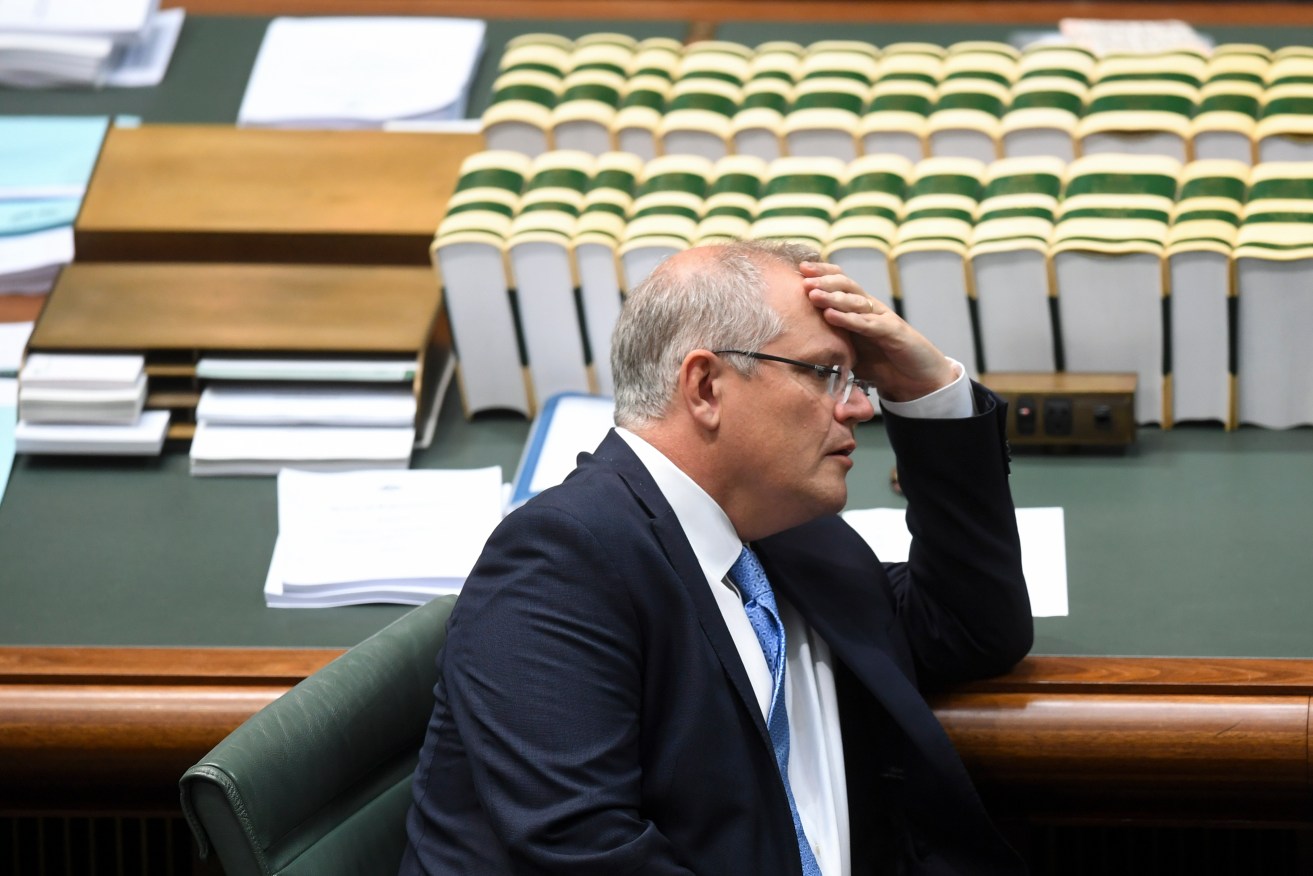 Prime Minister Scott Morrison in Parliament yesterday. Photo: AAP/Lukas Coch
