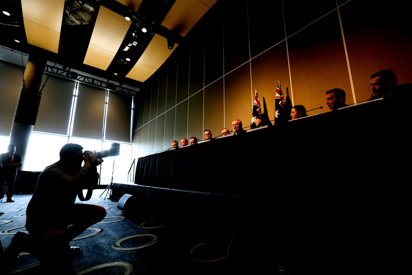 Prime Minister Scott Morrison and state leaders at the Council of Australian Governments meeting in Adelaide last week. Photo: AAP/Kelly Barnes