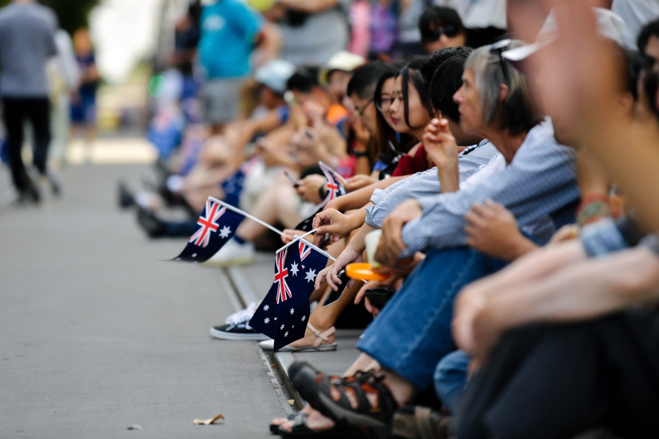 Adelaide's Australia Day Parade down King William Street in 2018. Photo: AAP/ Morgan Sette