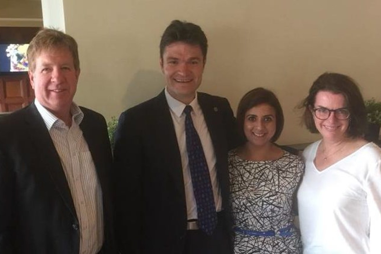 Saru Rana (second from right) with prominent Liberals Wayne Matthew, Shaun Osborn and senator Anne Ruston.