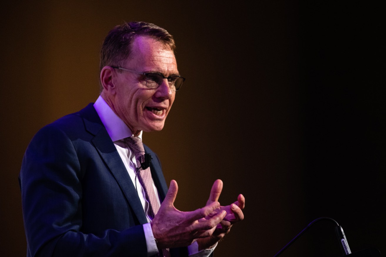 BHP chief executive Andrew Mackenzie speaking at a business event today. Photo: Richard Wainwright / AAP 