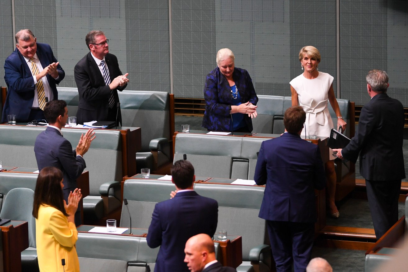 Julie Bishop's retirement from politics will leave a black hole in the parliament, says a reader. Photo: AAP/Lukas Coch