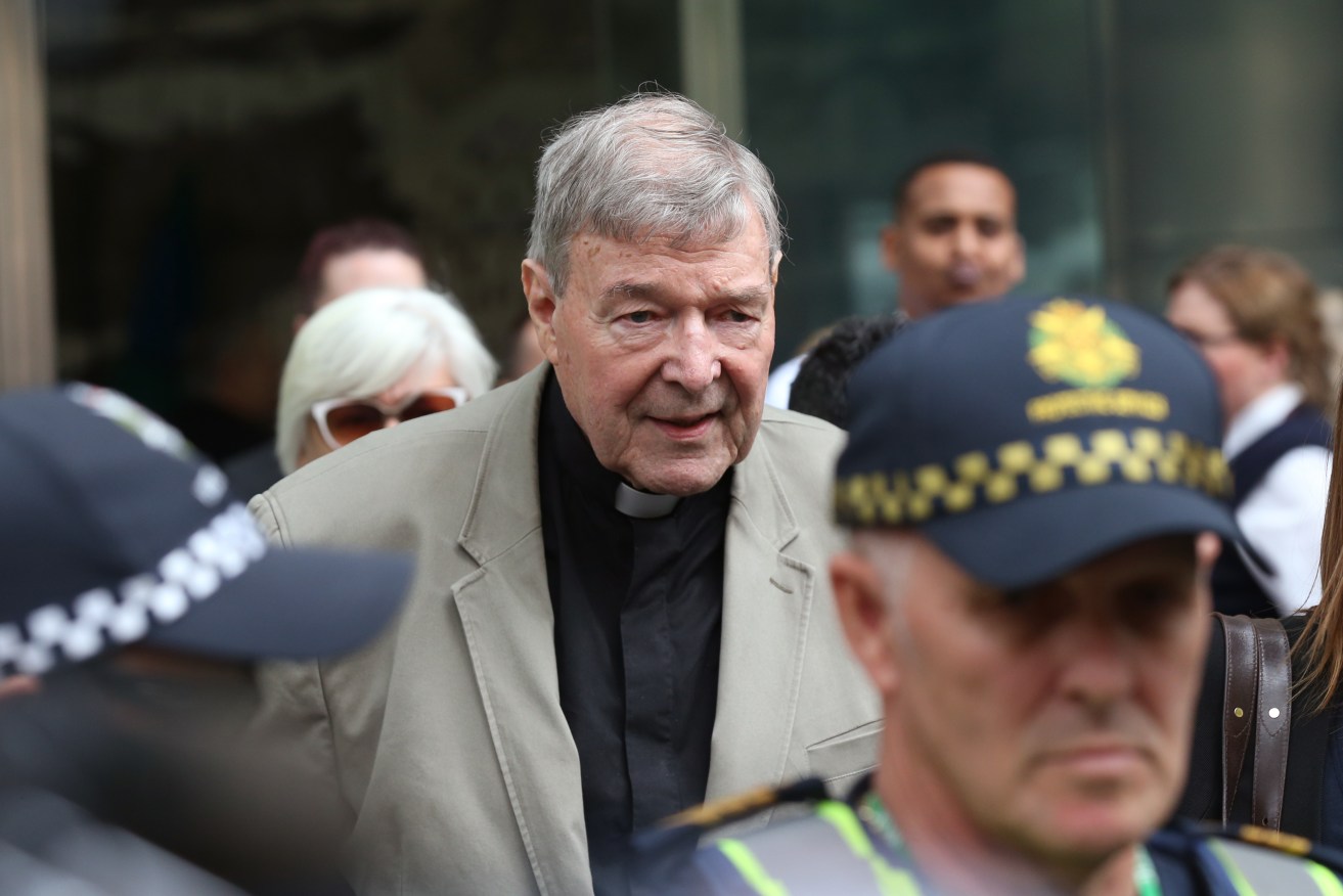 Catholic Cardinal George Pell leaving the County Court in Melbourne today. Photo: AAP/David Crosling