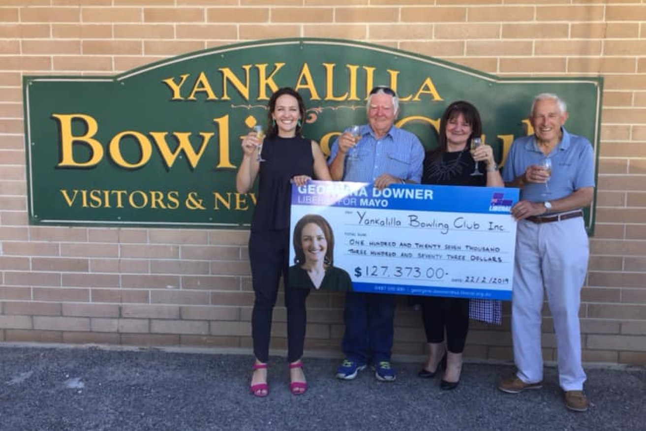 A photo of the novelty cheque posted by Georgina Downer on her Facebook page.