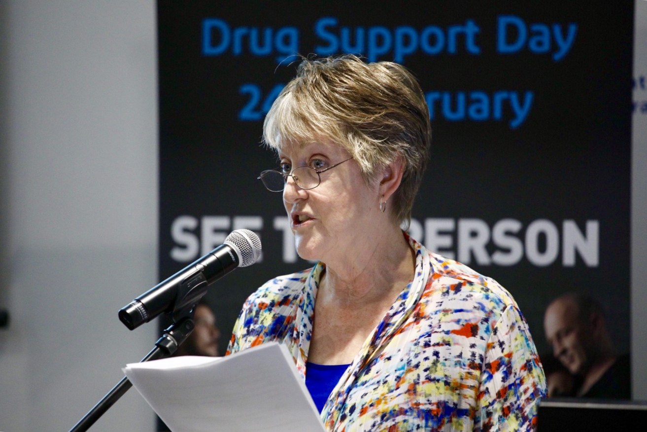 Guardian for Children and Young People Penny Wright speaking at this morning's International Family Drug Support Day in Adelaide. Photo: Tony Lewis / InDaily