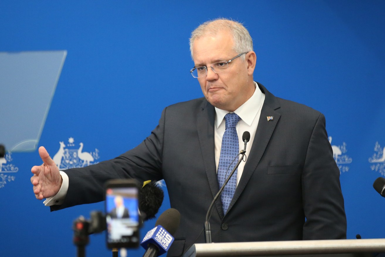 Scott Morrison announces the government's climate package at a function in Melbourne this morning. Photo: AAP / David Crosling