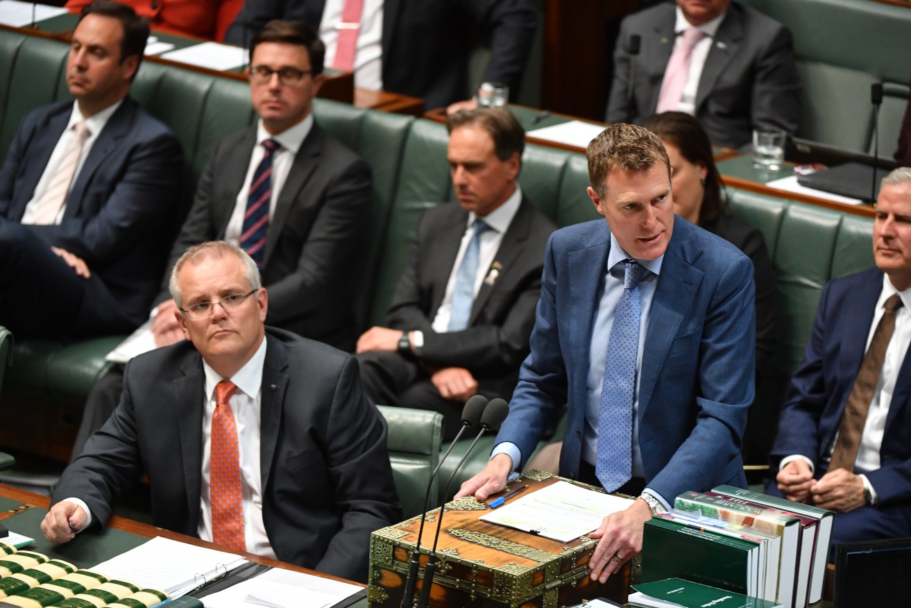 Prime Minister Scott Morrison and Attorney-General Christian Porter during Question Time in the House of Representatives at Parliament House in Canberra, Monday, December 3, 2018. Photo: AAP / Mick Tsikas