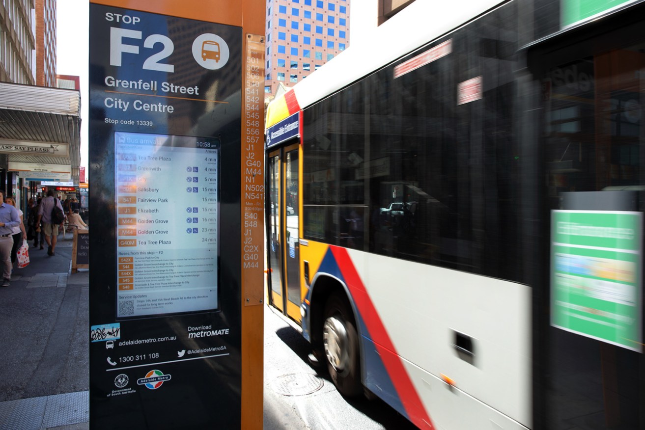 31 bus stop panels will be upgraded to include voice annunciators and hearing loops. Photo: Tony Lewis / InDaily