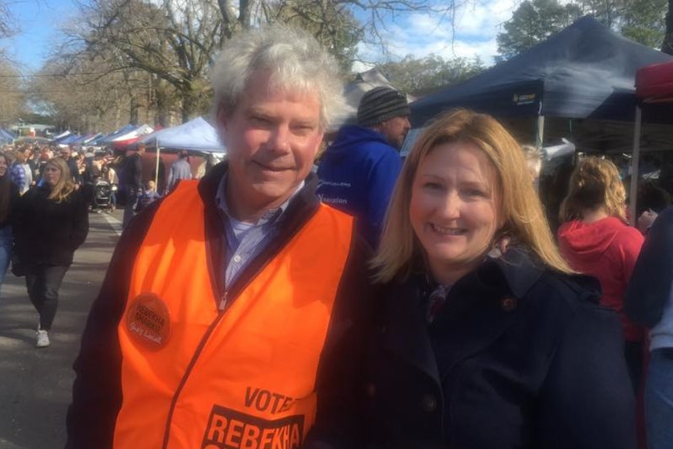 A Facebook photo posted by Rebekha Sharkie of herself and Paul Bunney during her 2018 by-election campaign.