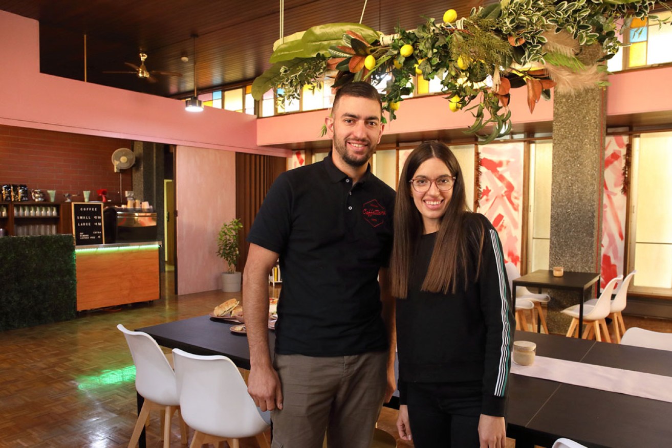Angelo and Lorenza Velardo in Mangiasti cafe. Photo: Tony Lewis / InDaily