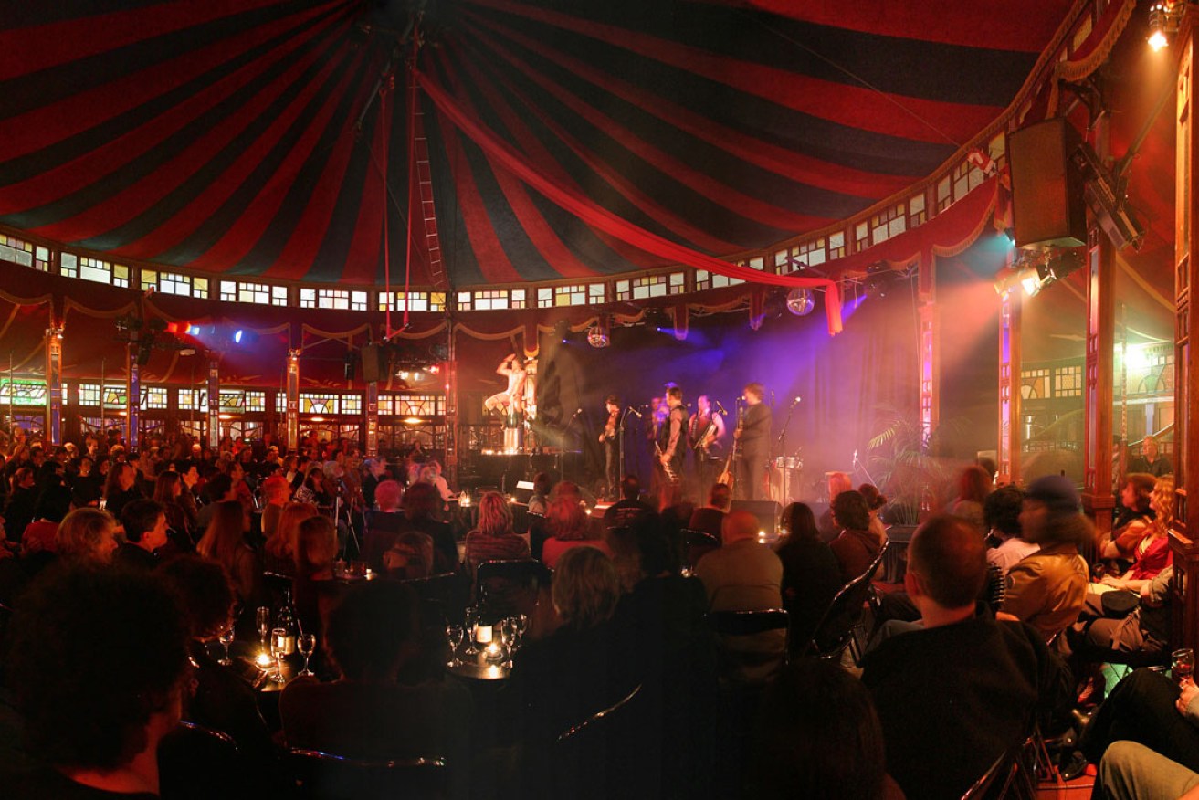 Inside The Famous Spiegeltent, said to be one of the most ornate of the original spiegeltents.