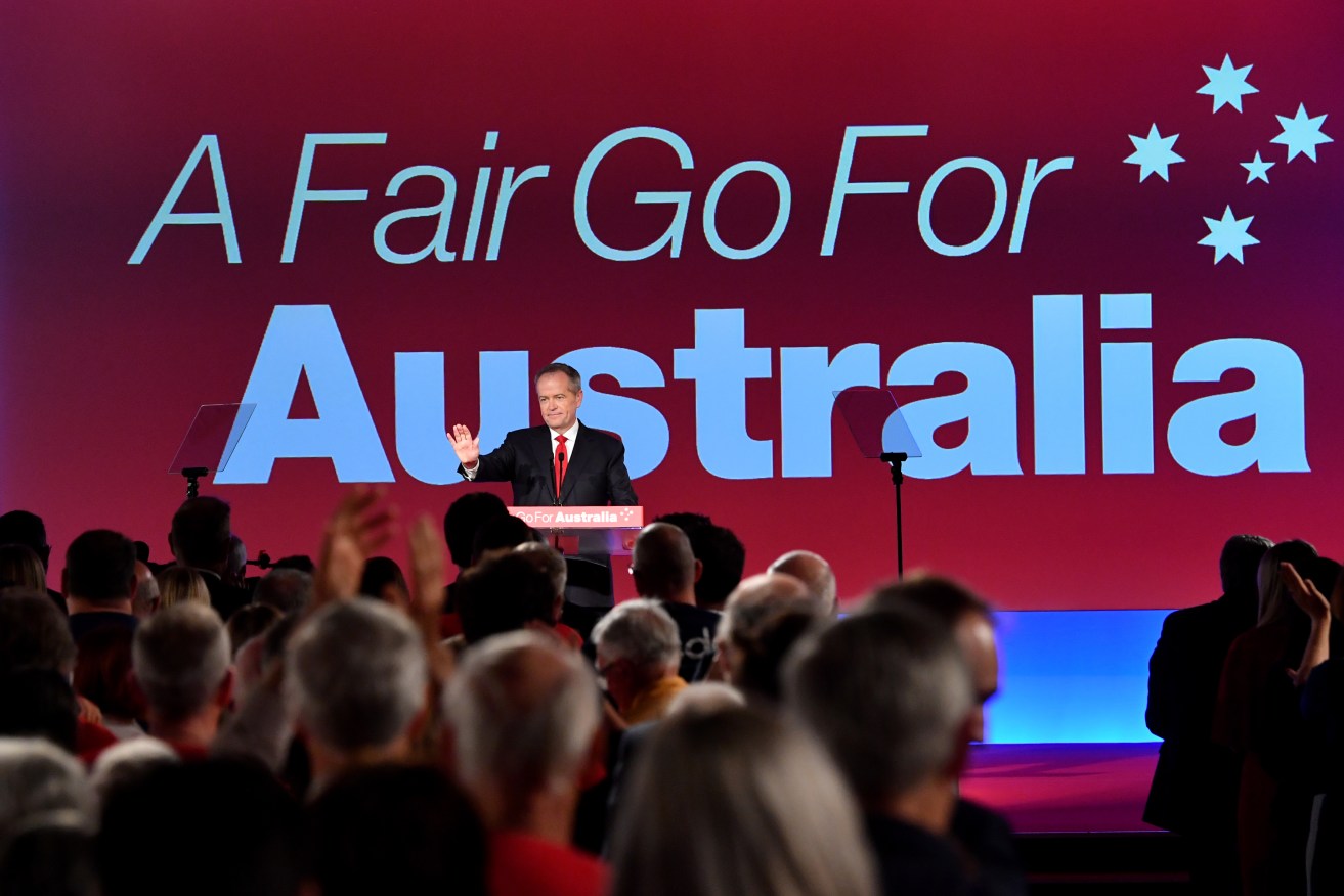Bill Shorten launching the ALP's election campaign. Voters should be sceptical about political promises to use the law to fix economic problems, says Morry Bailes. Photo: AAP/Darren England