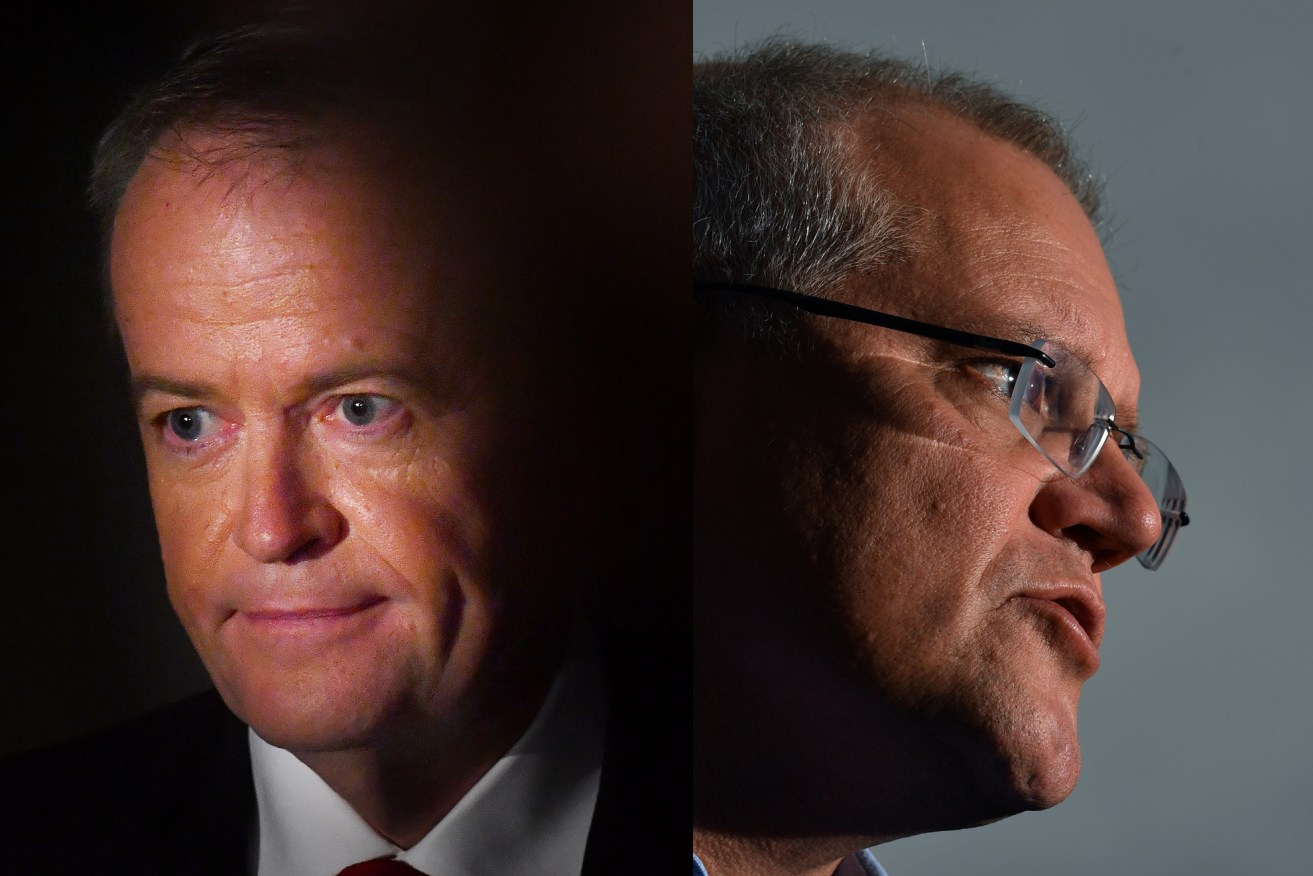 Bill Shorten has narrowed the Newspoll gap with Scott Morrison as preferred Prime Minister. Photos: AAP/Darren England/Mick Tsikas