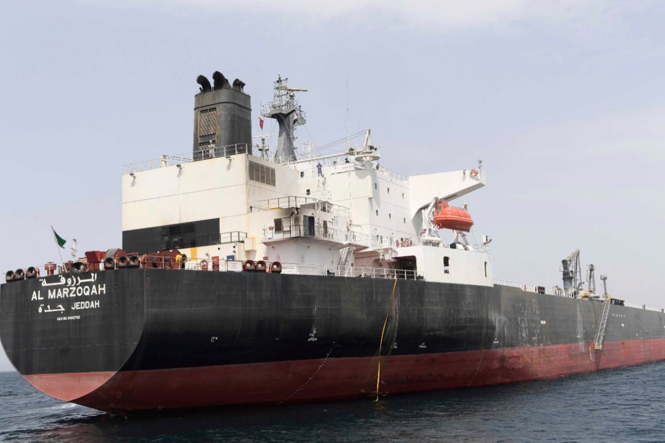 A Saudi-owned oil tanker, one of four sabotaged off the UAE. Photo: supplied
