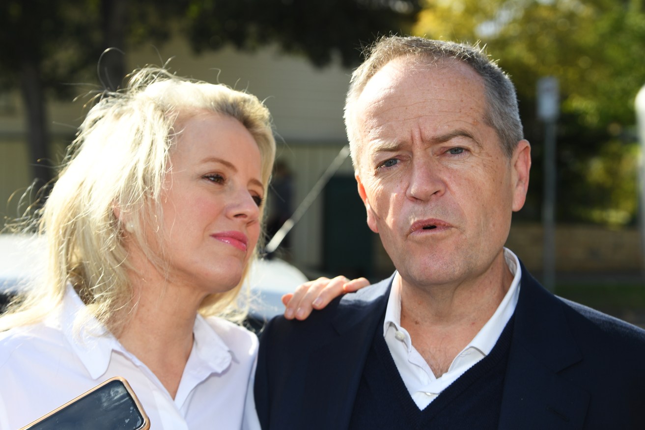 Chloe and Bill Shorten on Sunday after Labor's election loss. Photo: AAP/James Ross