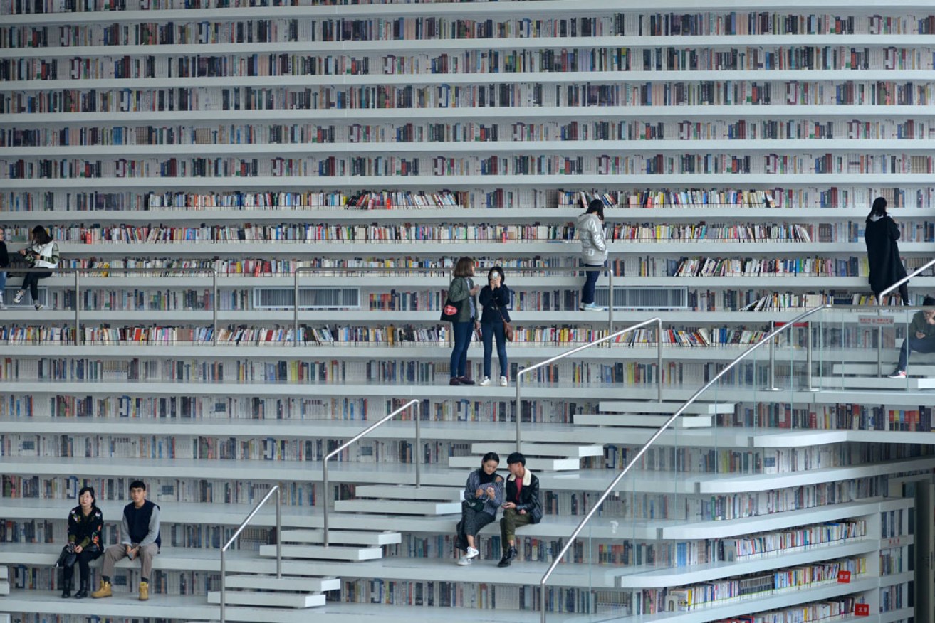 China's five-story Tianjin Binhai Library contains up to 1.2 million books. Photo: EPA