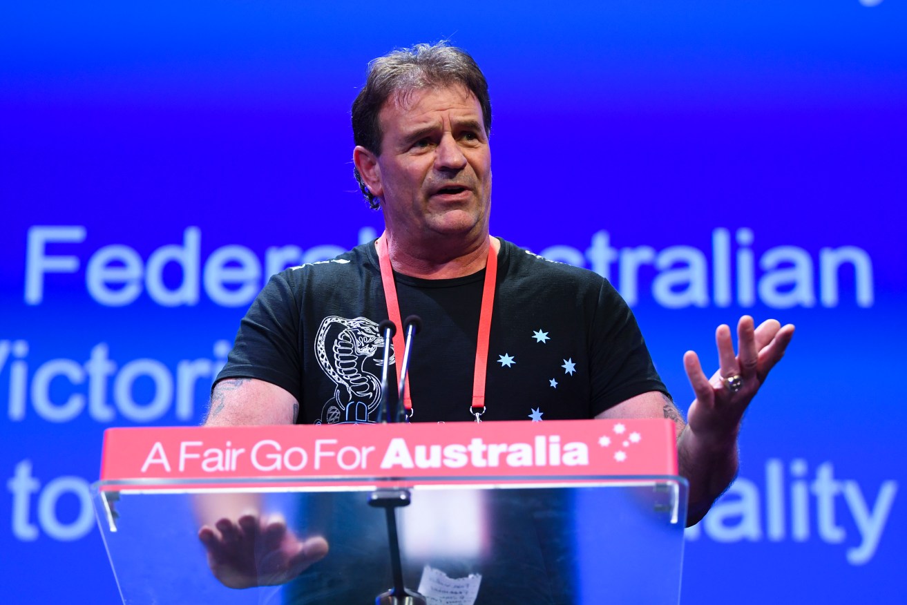 Union official John Setka talks at the Labor Party National Conference in Adelaide in December. Photo: AAP/Lukas Coch