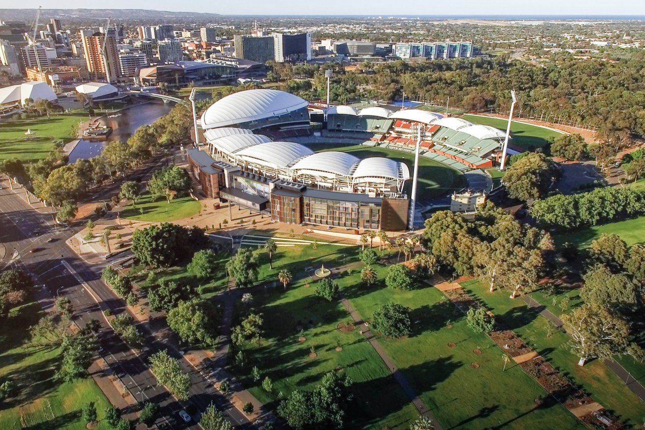 A rendering of Adelaide Oval with the planned hotel on the eastern façade. Supplied