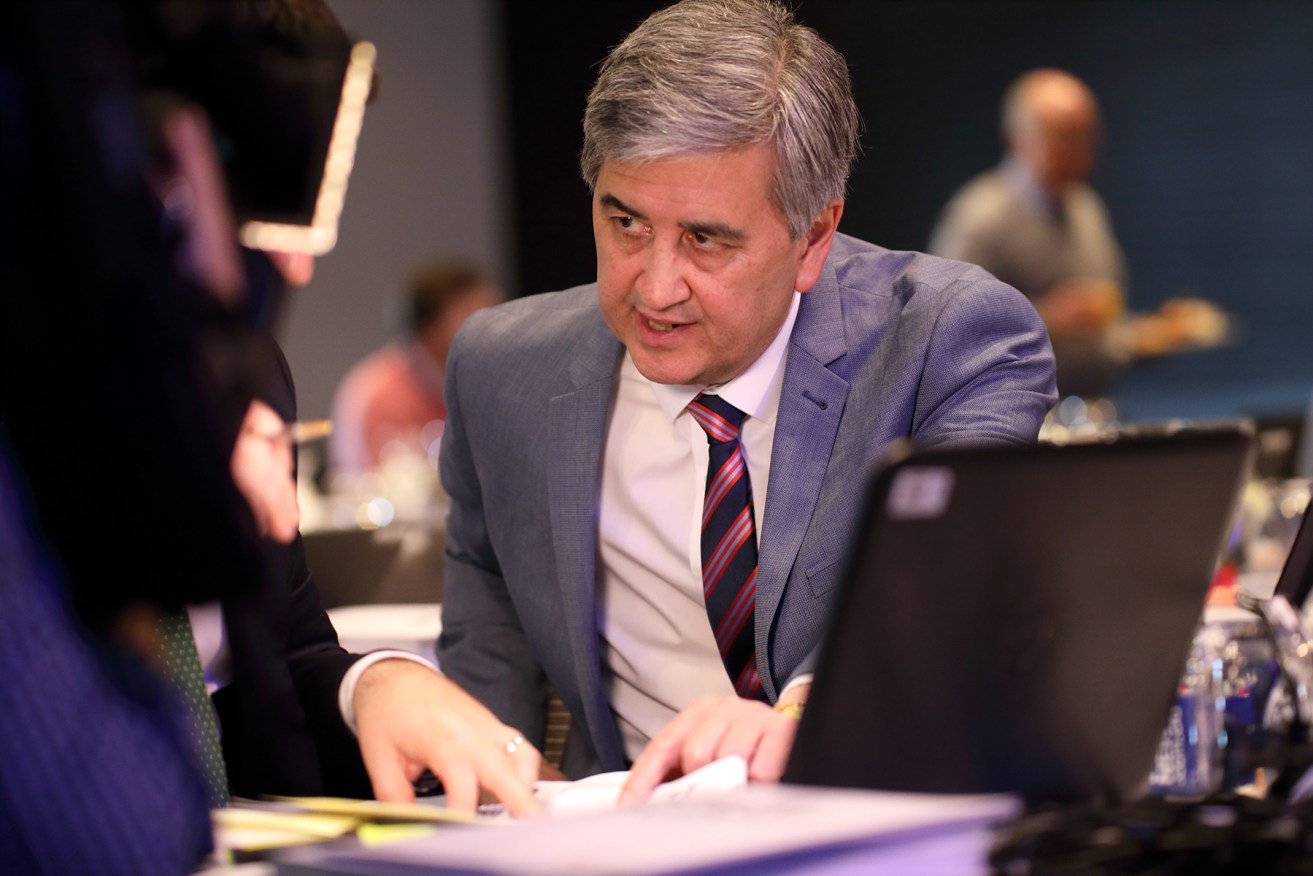 Rob Lucas selling his 2019 state budget. Photo: Tony Lewis/InDaily
