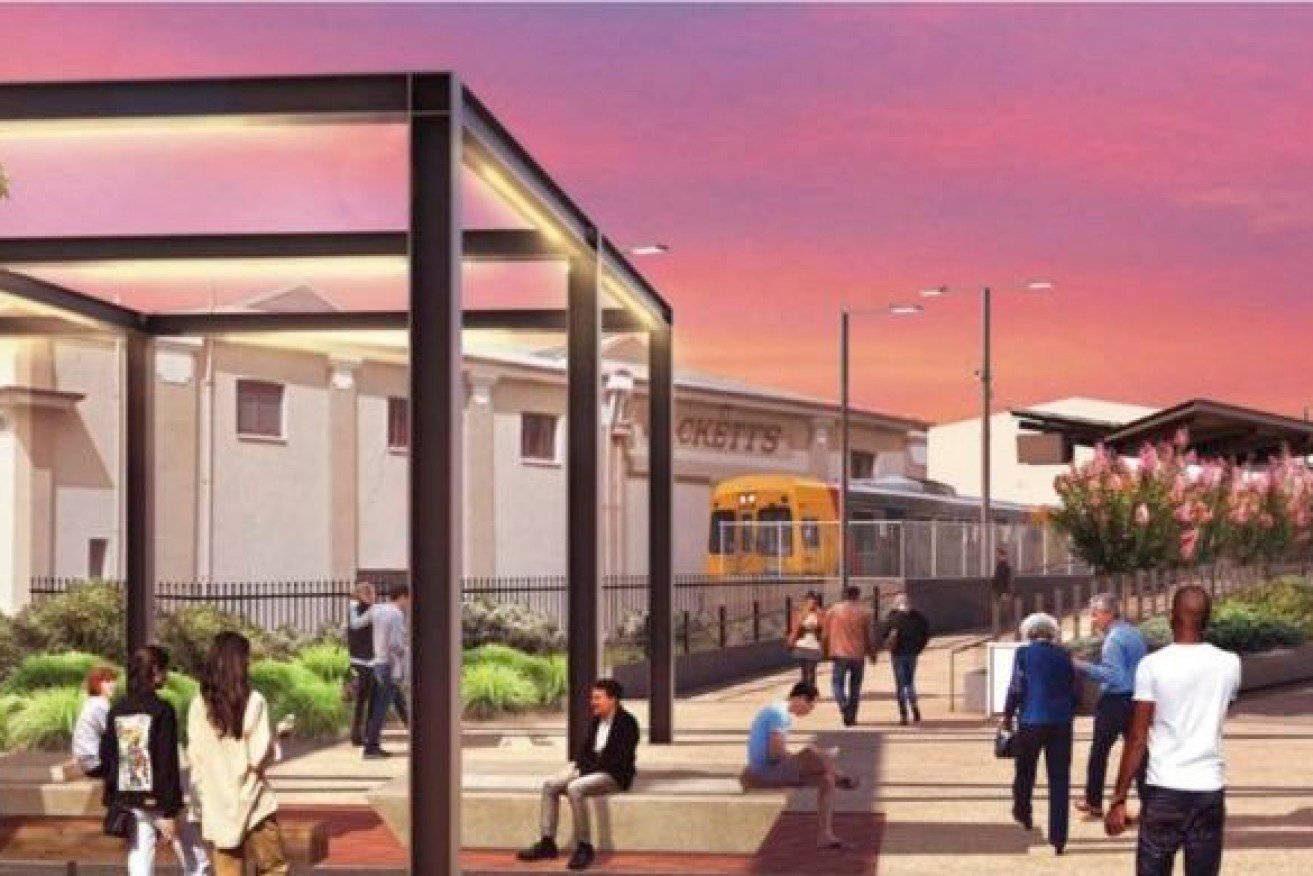 A State Government image of the proposed Port Dock railway station.